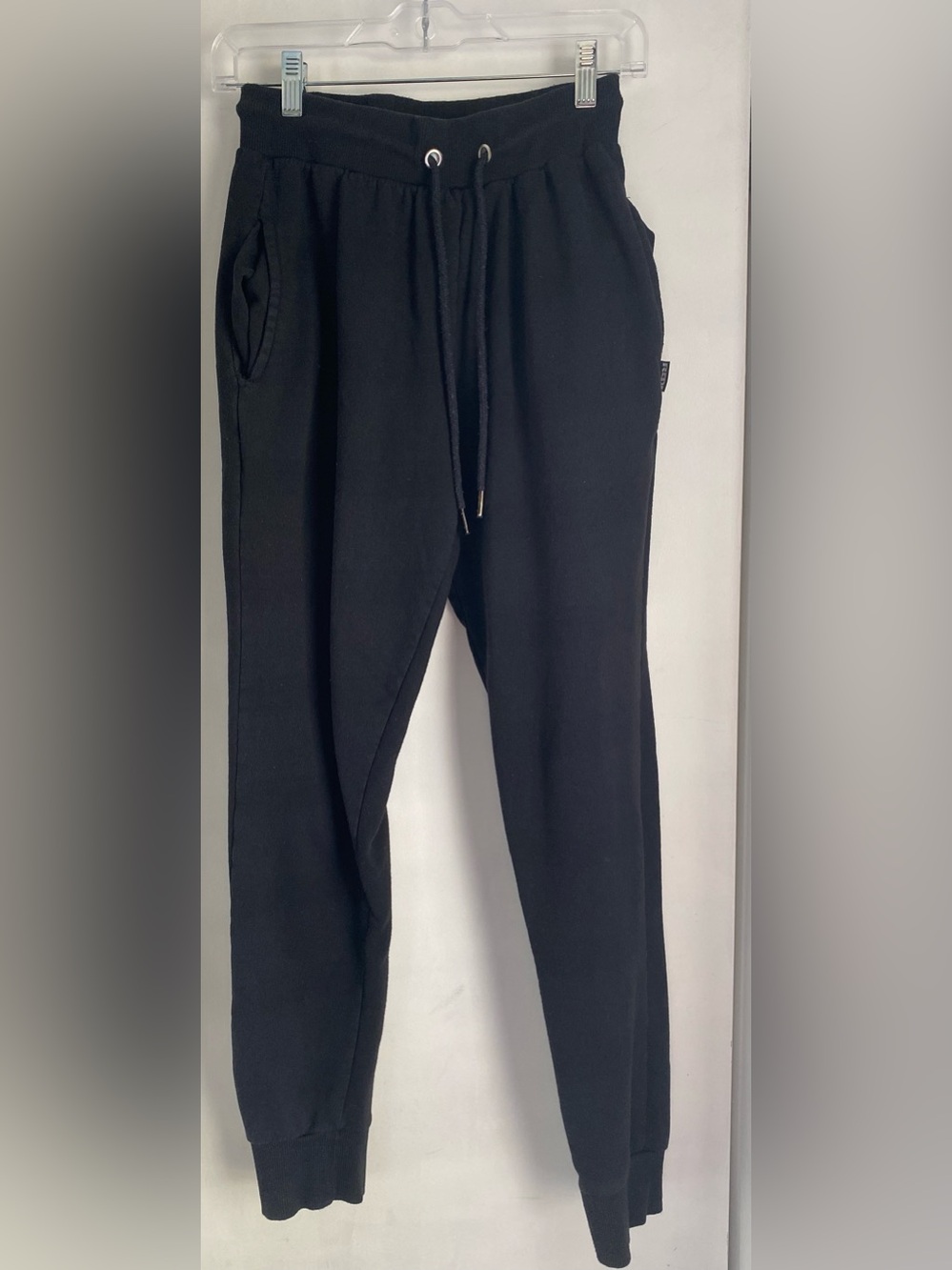 RBX Sleepwear S Unisex Black Fleece Jogger Pants Drawstring Elastic Waist Pocket